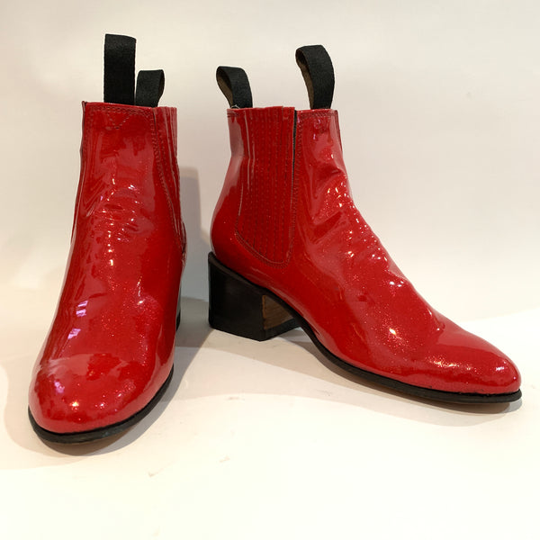 Charol Botines Hombre Rojos Botines Charros Horma Tradicional De